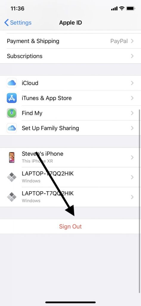 サインアウトしてiPad Apple IDを変更します