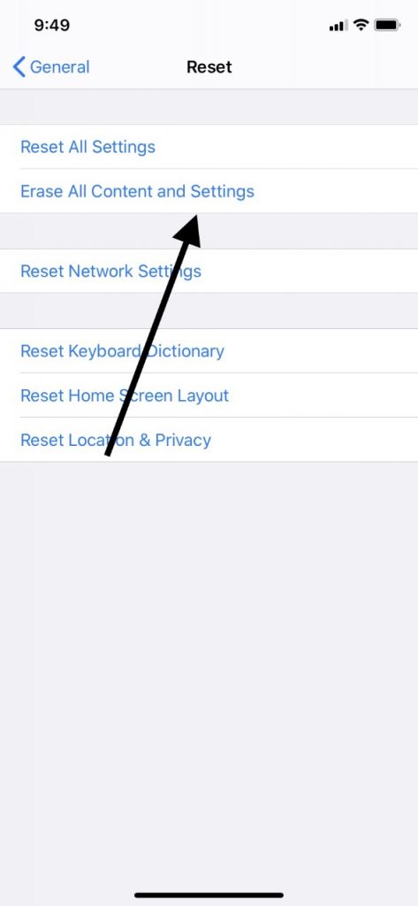 すべてのコンテンツと設定を消去して、iPadを高速化します