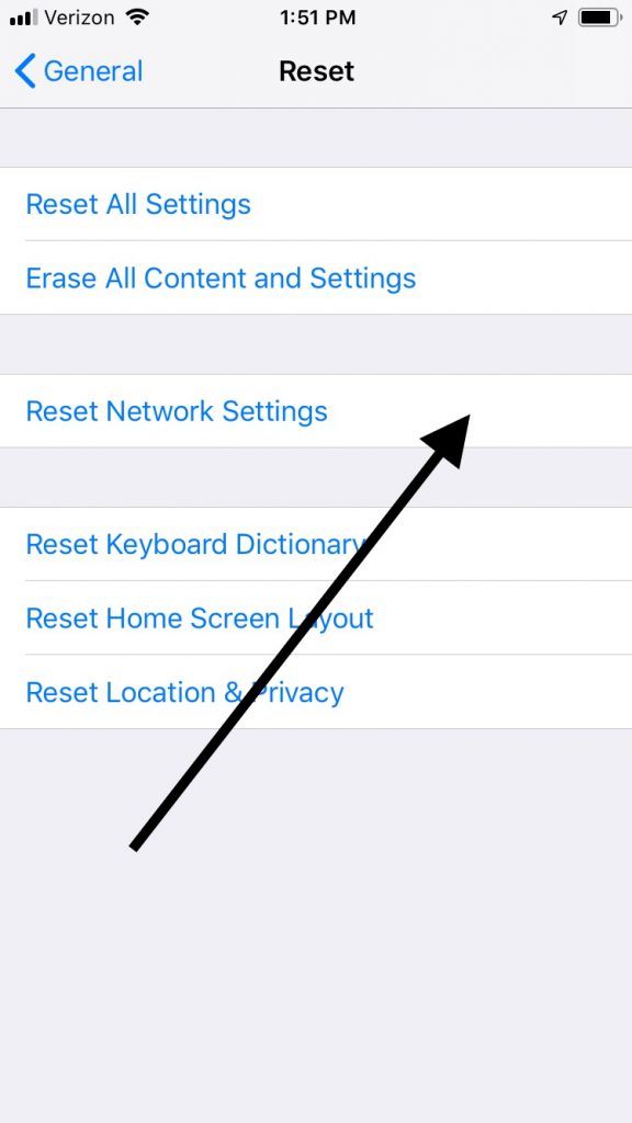 iPhoneネットワーク設定をリセットします