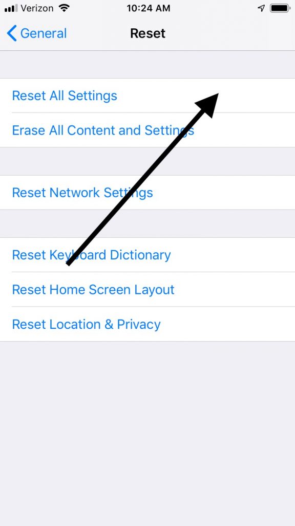 iPhoneが再起動を続けている場合、設定をリセットします