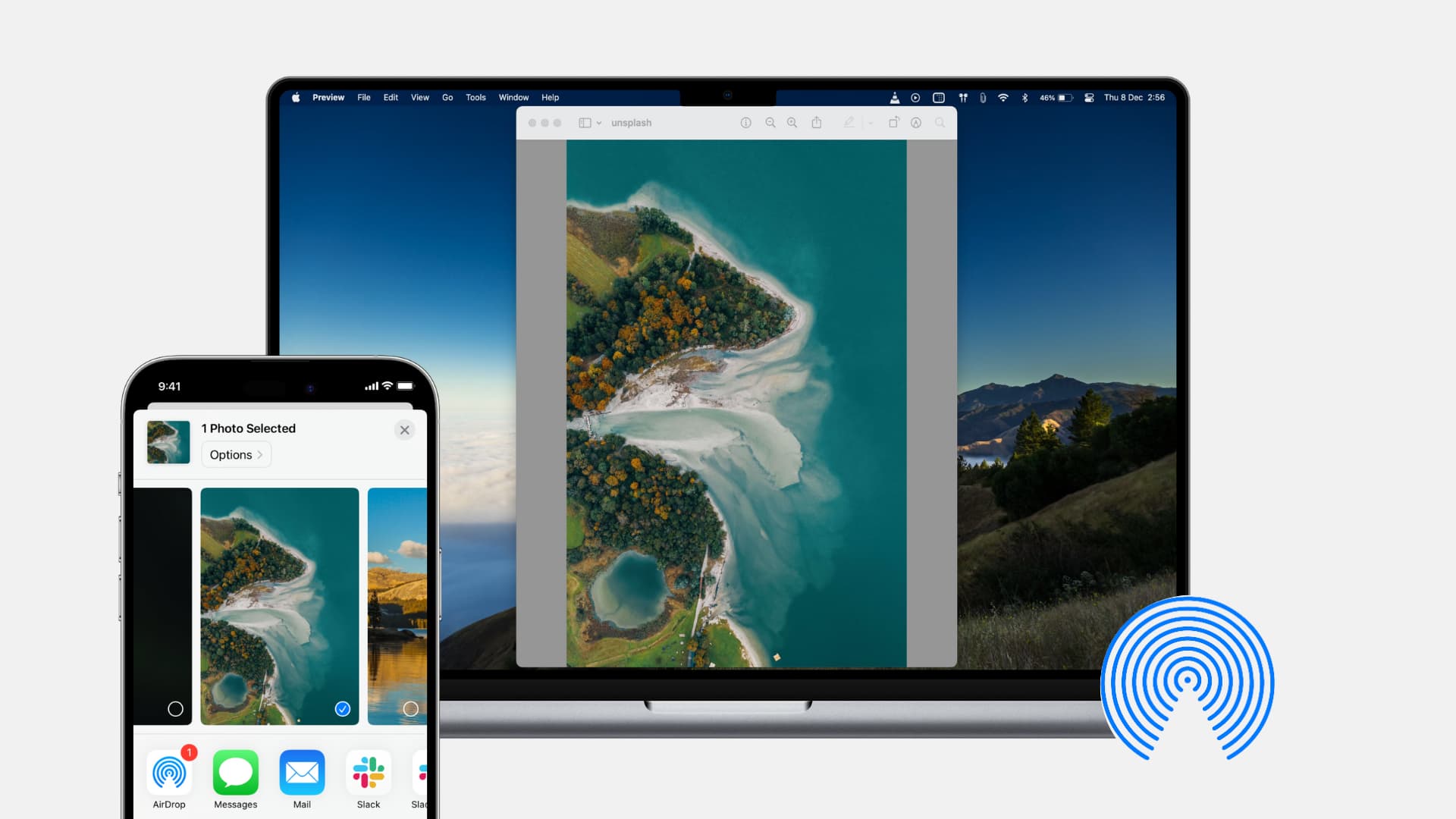 Airdropを使用して、iPhoneからiPadへの連絡先を転送します