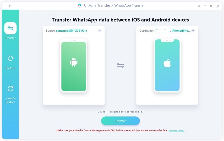 AndroidとiPhoneの間にWhatsAppを転送します