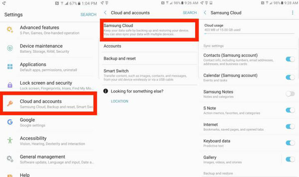 Samsung Cloudから連絡先を復元します