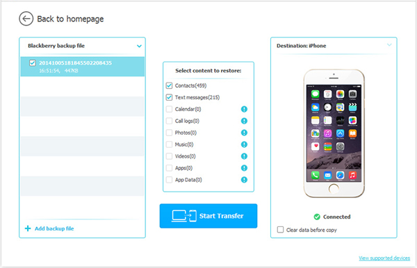 BlackBerryからiPhoneへの連絡先をコピーします