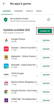 Androidでアプリを更新します