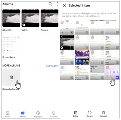 Android電話から写真が消えた場合、最近削除されたチェック