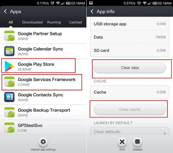 Google Playのデータをクリアします