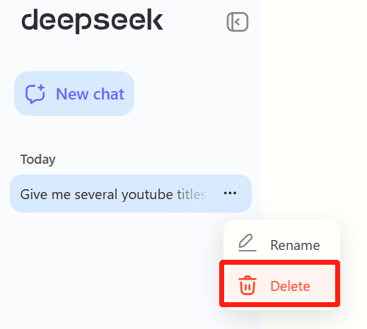 DeepSeekチャットレコードを削除します