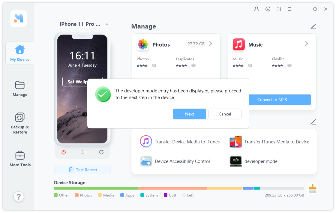 クイックフィックスiOS 17開発者モードが表示されません