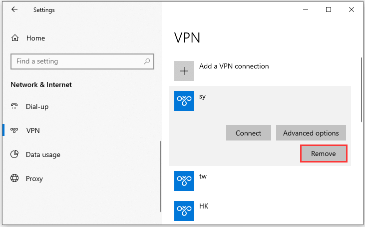 VPNまたはプロキシを無効にします