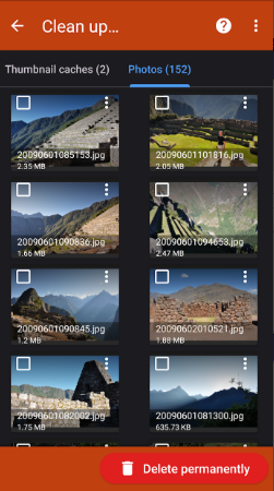 diskdiggerを使用して写真を削除します