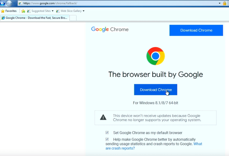 Windows 7のChromeブラウザをダウンロードします