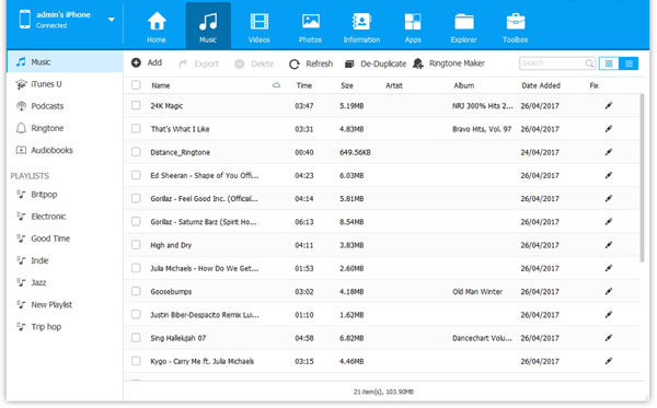 iTunes Uをプレビューし、ファイルを選択します