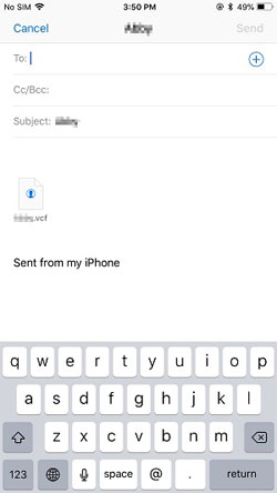 電子メールでiPhoneからコンピューターへの連絡先をコピーします