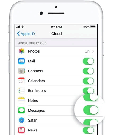 iCloudからのメッセージを有効にします