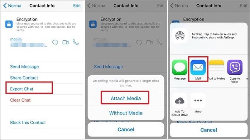 メールでWhatsAppチャットをエクスポートします