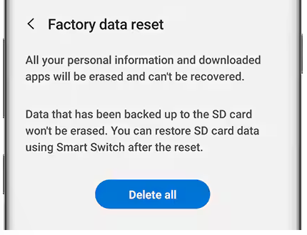 ファクトリーは設定から​​Huaweiをリセットします