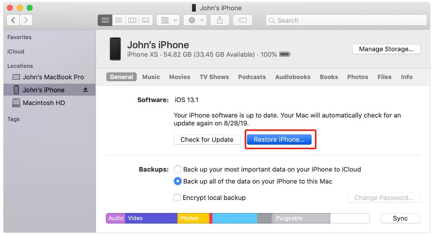 iTunesを使用して、読み込み画面でFrozenを修正します