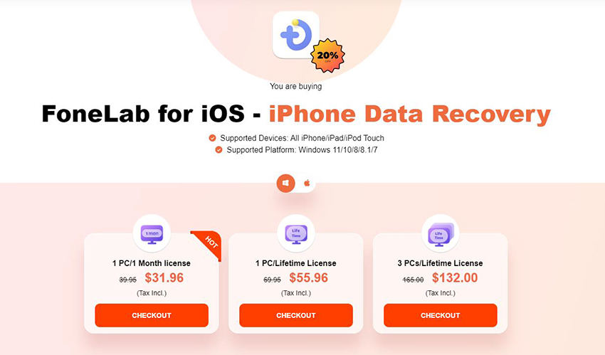 iOS価格設定のためのfonelab