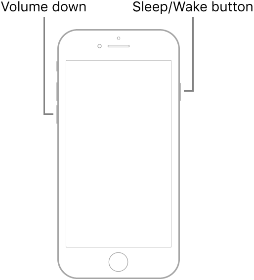 iPhone 7シリーズを再起動するためのボタン