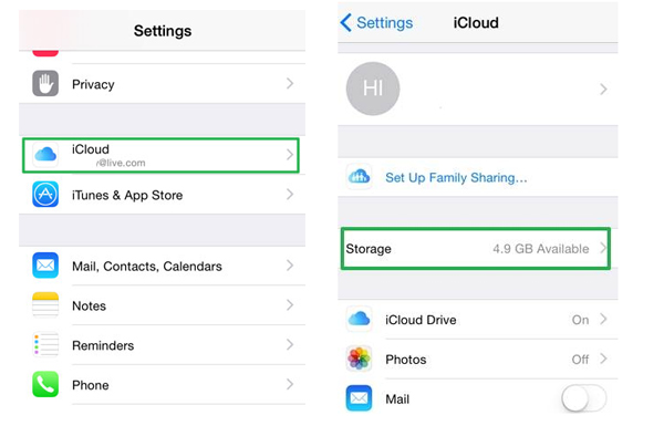 iCloudストレージを確認して、連絡先が新しいiPhoneに転送されませんでした