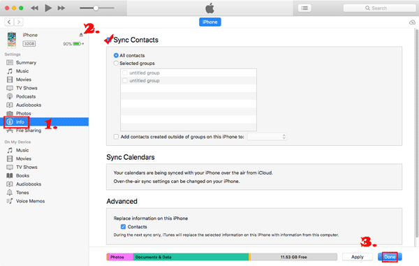 MacからiPhoneに連絡先を復元します
