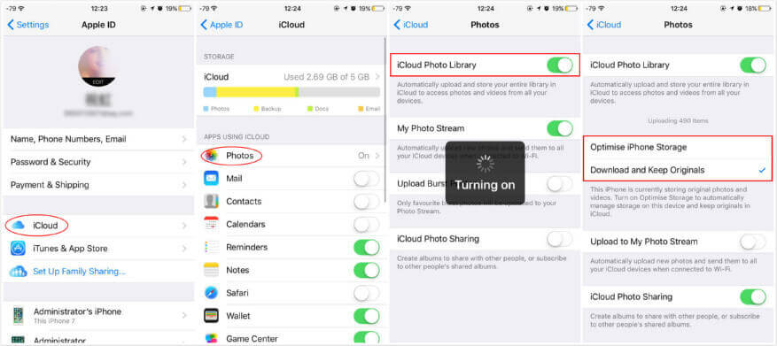 写真iPhoneをiCholoudを使用してiPhoneに転送します