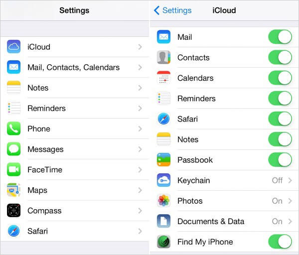 iPhoneデータをiCloudと同期します