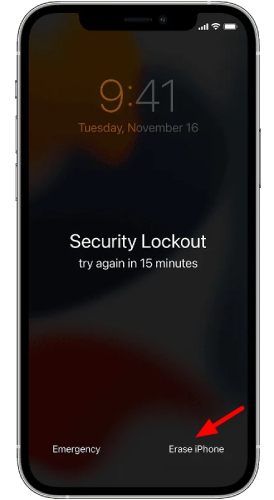 消去オプションを介して無効なiPhoneのロックを解除します