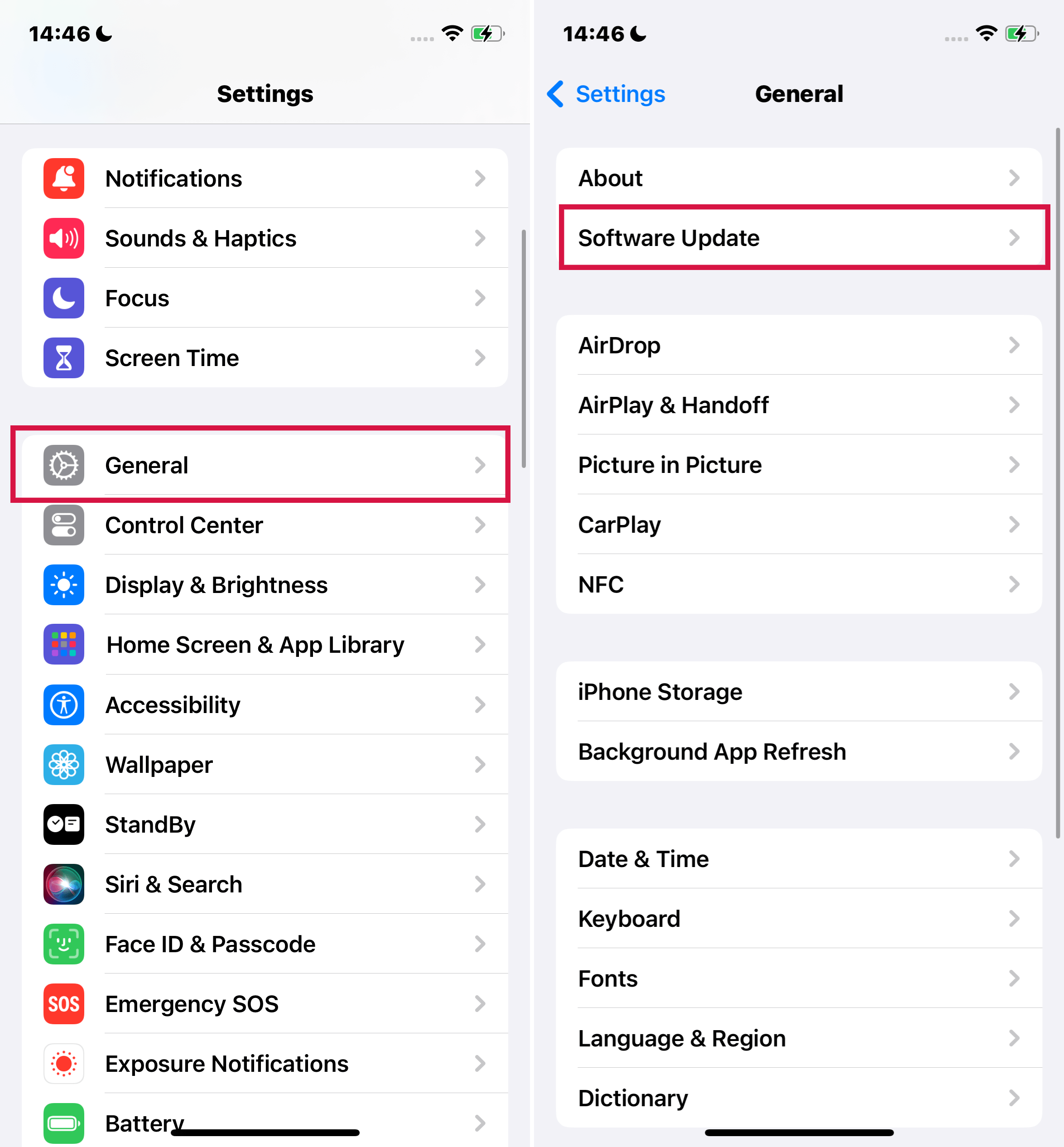 iPhone設定一般ソフトウェアアップデート 