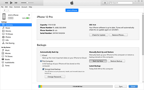 iTunesバックアップ