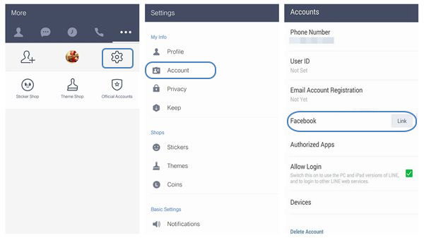 Facebookアカウントをラインアカウントにリンクします