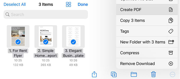 ファイルアプリを介してiPhoneでPDFファイルを結合する方法