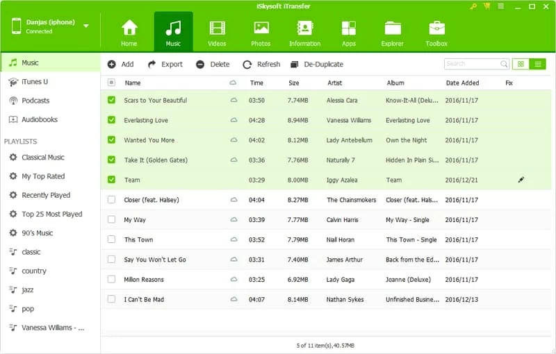 iPhone XからWindows 7マシンに音楽をインポートします
