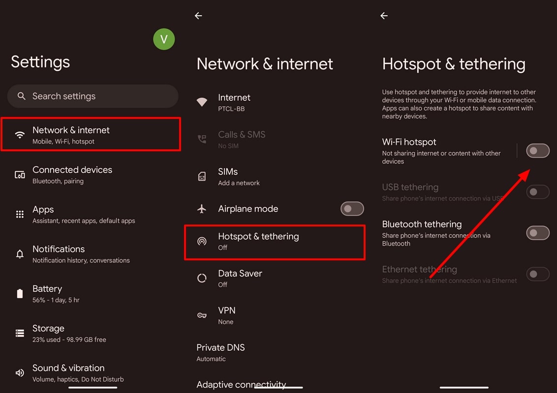 WiFiホットスポットを無効にします