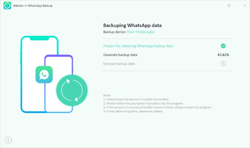 WhatsAppをバックアップし始めます