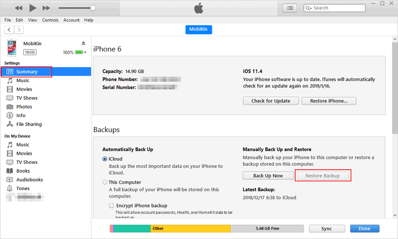 iTunesバックアップを新しいiPadに復元します