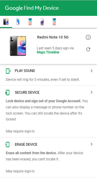 デバイスを見つけてXiaomi Googleアカウントを削除します