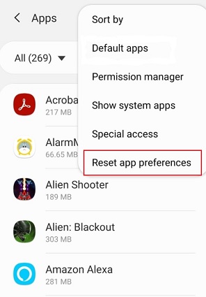 アプリの更新をリセットして、Samsungの不足している連絡先を取り戻します