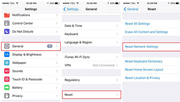 更新後に動作しないimessageを修正するためのネットワーク設定をリセットする