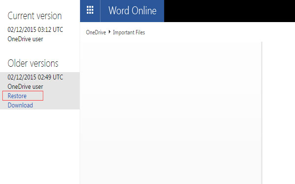 OneDriveから元のファイルを復元します
