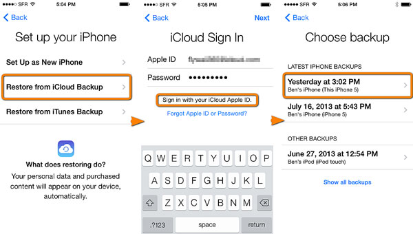 iCloudバックアップからimessageを直接復元する方法