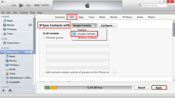 iTunesとiPadからAndroidへの連絡先を同期する方法