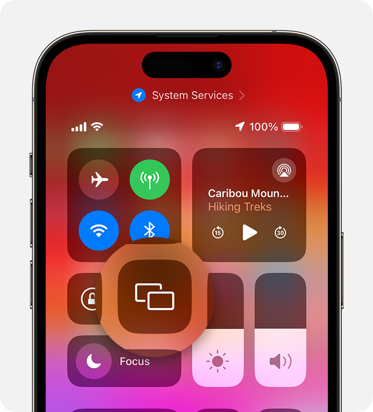 画面ミラーリングiPhoneオープンコントロールセンター