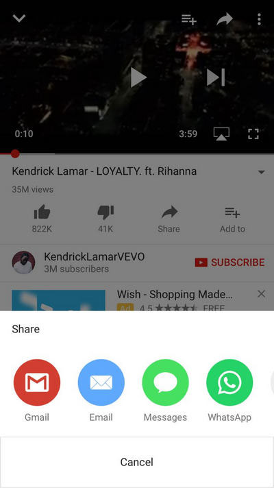 WhatsAppでYouTubeビデオを共有します