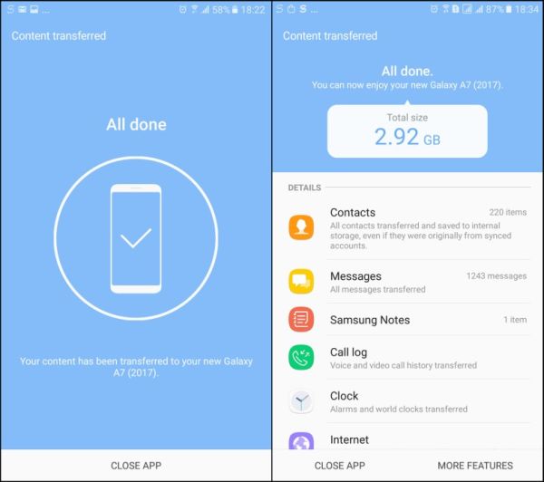 Smart Switchを介してOnePlusからSamsungにデータを転送します