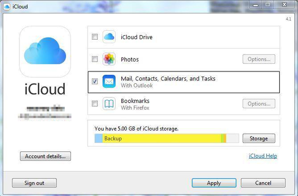 iCloudコントロールに移動します