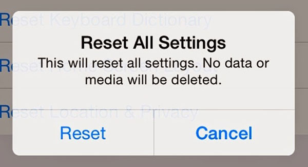 iPhoneですべての設定をリセットします