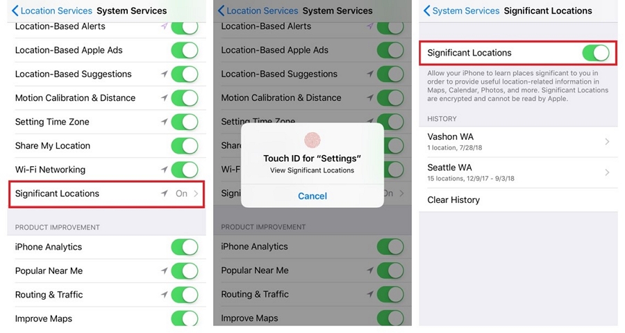 iPhoneの重要な場所をオフにします