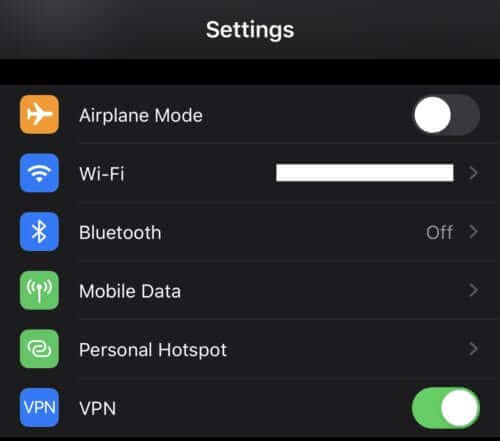 iPhoneでVPNをオフにします 